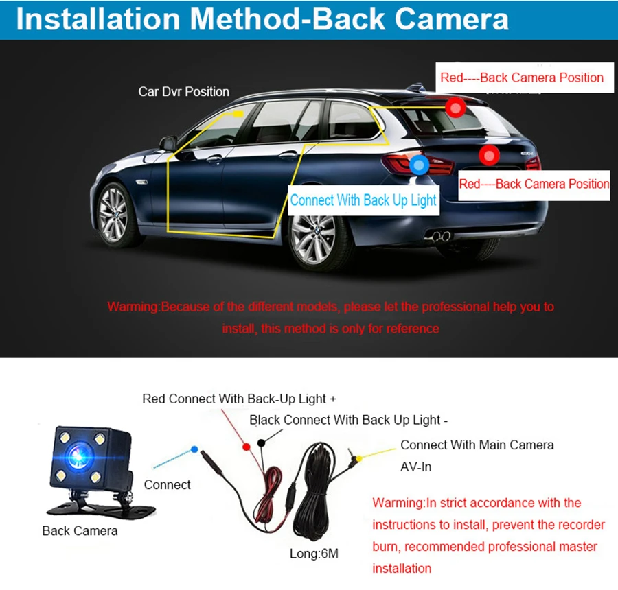 Задняя камера для автомобильного видеорегистратора грузовика 10 метров черный