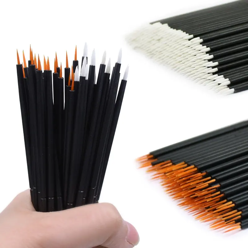 

100/200 pcs/lot Black Handle Reusable Gel Liner Nail Art Brushes Painting Pen Beauty Makup Tools