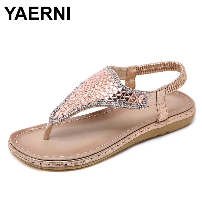 

YAERNISandals/женская повседневная обувь летние модные пляжные сандалии-гладиаторы; Вьетнамки на плоской подошве обувь на низком каблуке размера...