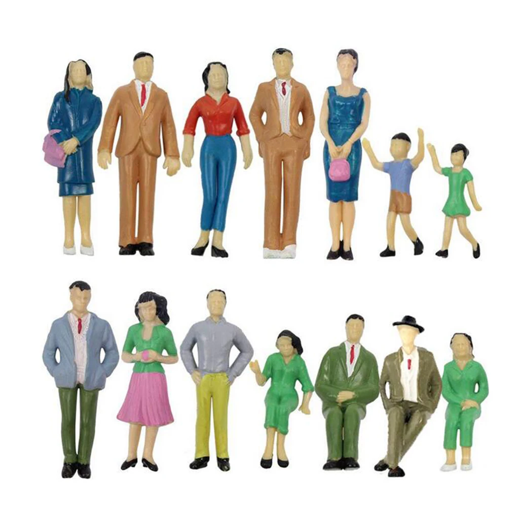 

14Pcs 1/25 HO Scale Color People Miniature Model for Railway Layout Decoration