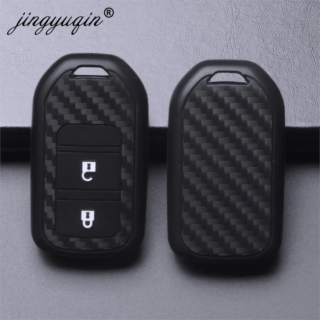 

10pcs Silicone Carbon Car Key Cover Fiber Case For Honda Vezel city civic Jazz BRV BR-V HRV Fit Remote Key Jacket Car-stying