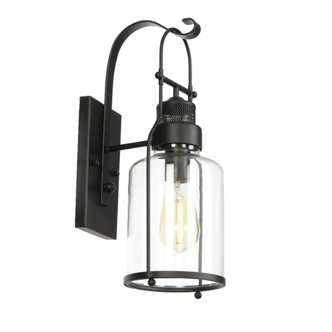 Outdoor Exterior Wall Lantern Wall Sconce Porch Lighting,Industrial Black Finish with Clear Glass for Exterior House