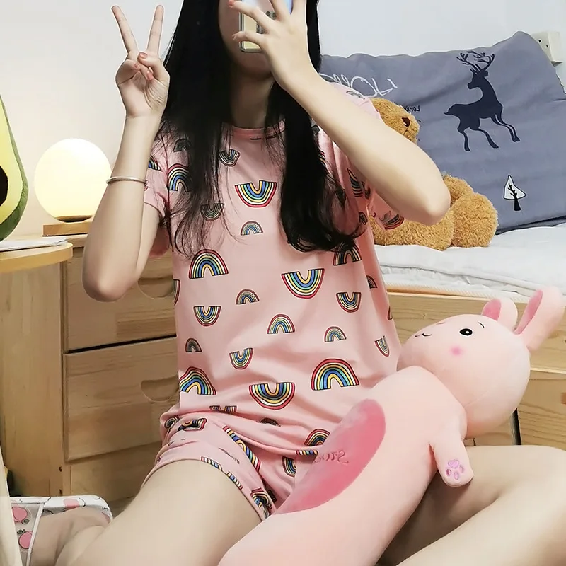 Женская одежда для сна с коротким рукавом и рисунком 101|Комплекты пижам| |