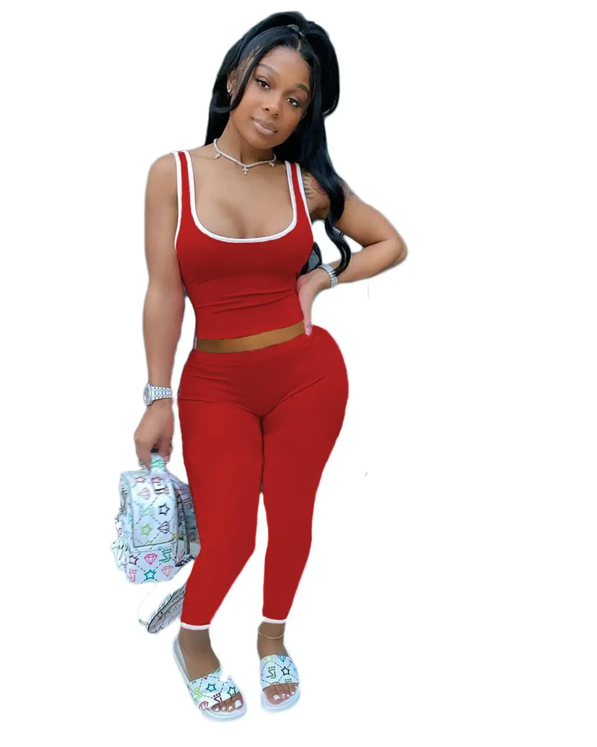 

Летняя спортивная одежда, комплект из двух предметов, спортивный костюм, женский сексуальный короткий топ и леггинсы, облегающий комплект и...