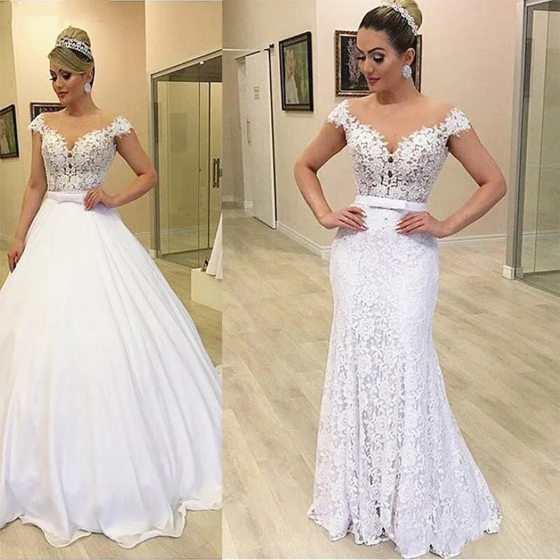 Свадебное платье со съемной юбкой 2 предмета съемным шлейфом с