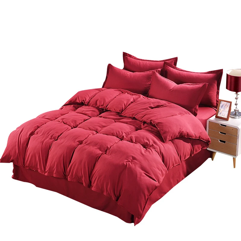 Red 1PC Aloe Cotton Duvet Cover Soild Quit Cover Skin Care Bedclothes Home Decor Comforter Cover Double Queen King - Цвет: Red