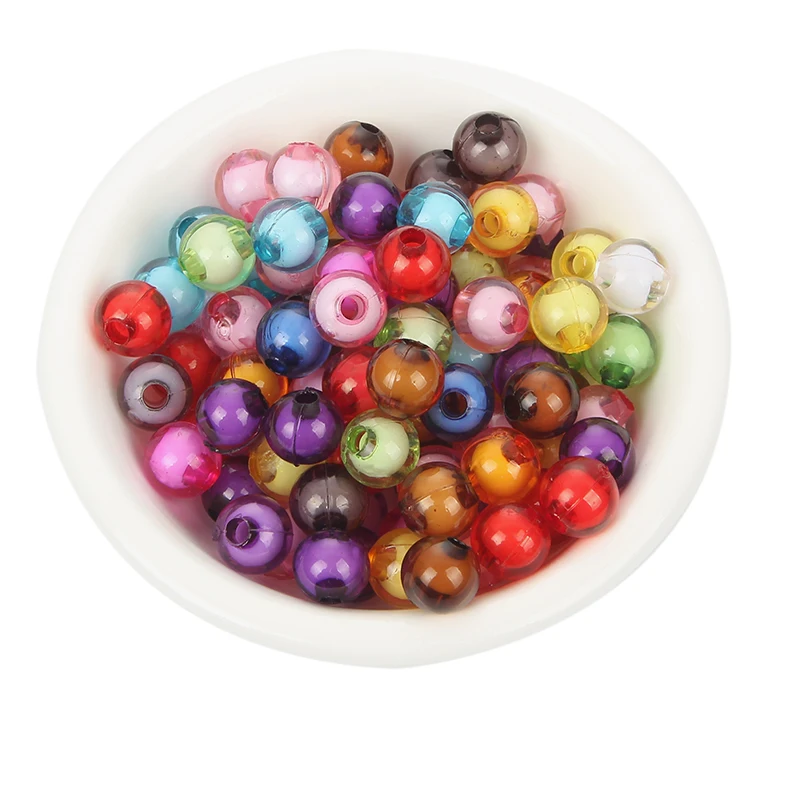 10-100Pcs Round Ball Clear Acrylic Double Bead For Jewelry Marking Diy Loose Spacer Bracelet Charm Finding | Украшения и