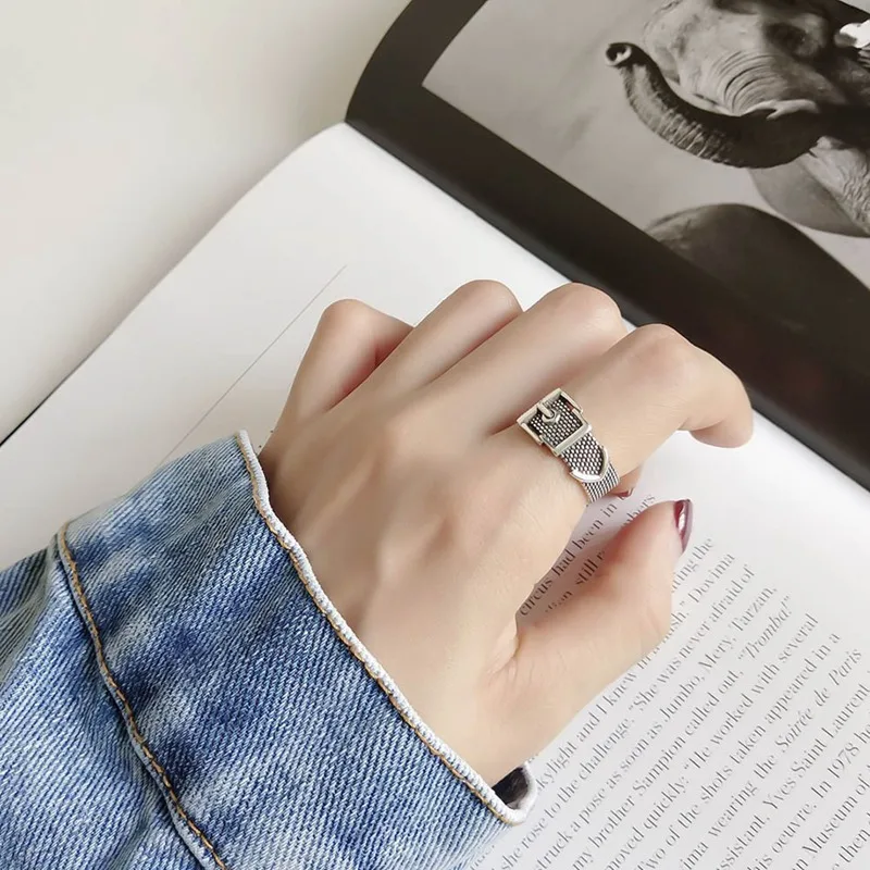 2021 Винтаж серебро Цвет металл панк цепи крест открытые кольца с пряжкой на ремне