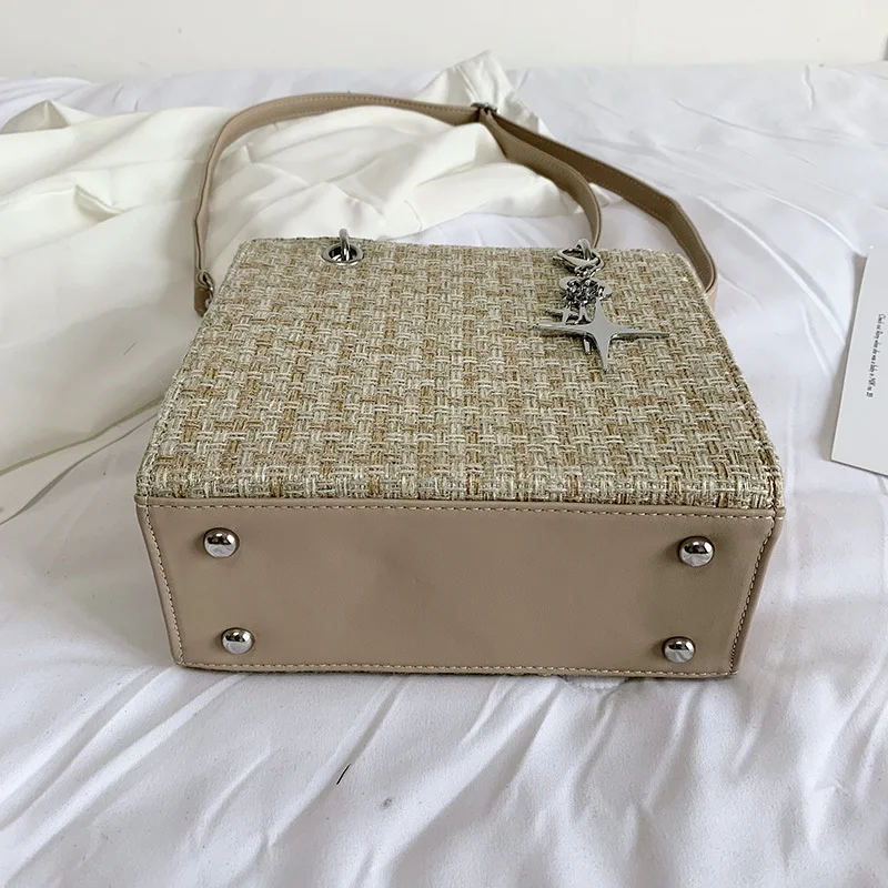 Плетеная женская сумка через плечо качественная для покупок большой вместимости