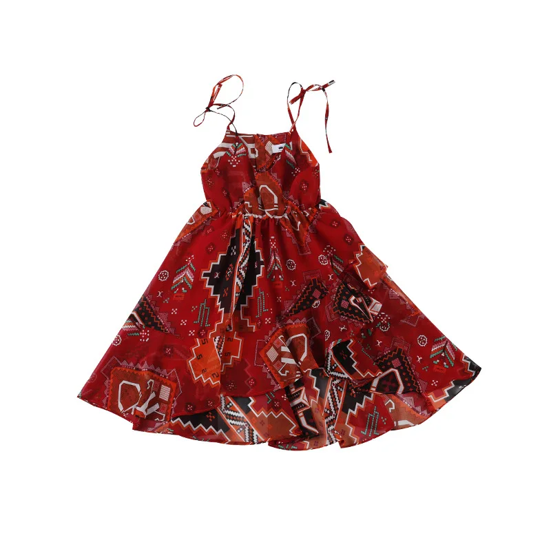 

Family Matching Outfits 2021 Summer Sleeveless Knee-length Bohemian Style Dress Family Look Mom and Daughter Dress Girl Clothes