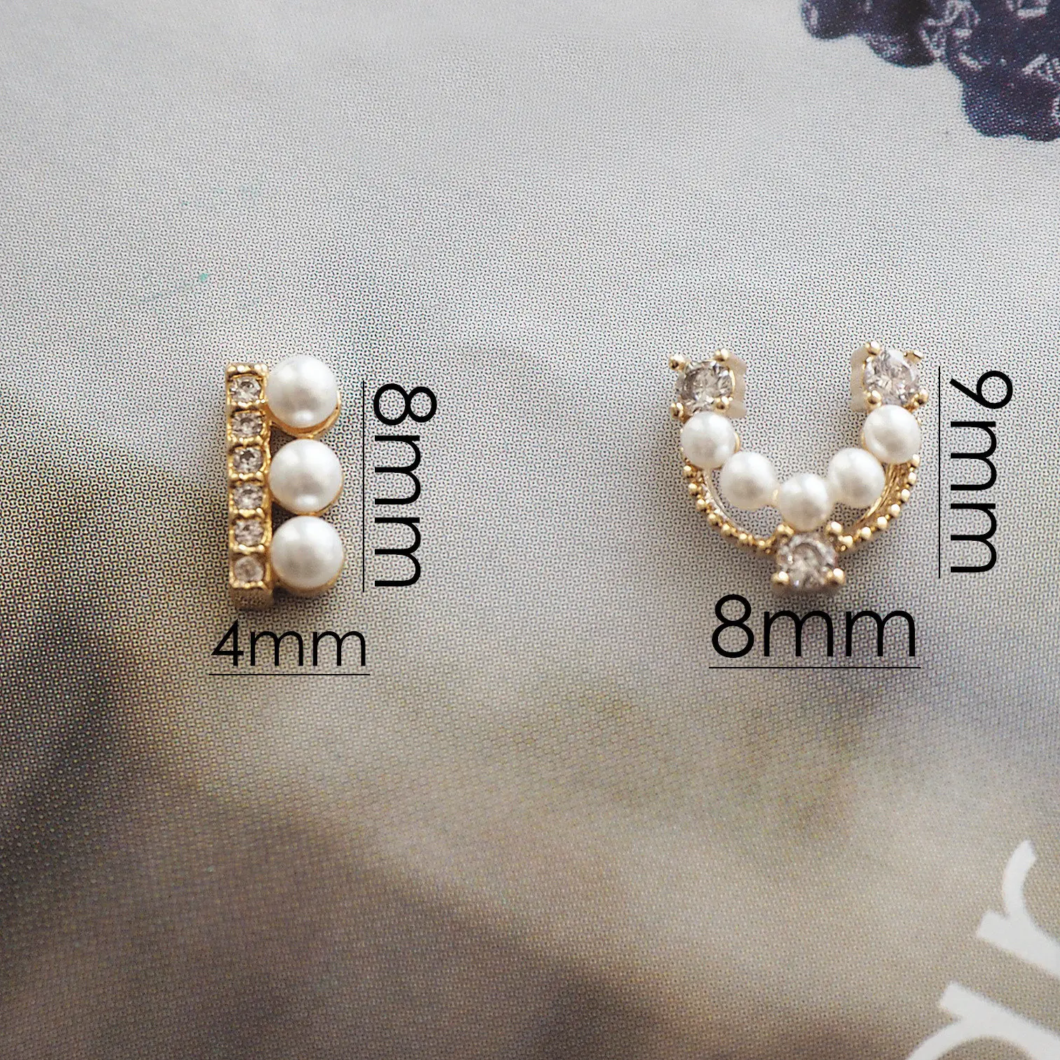 10pcs I and U shaped Pearl Zircon Nail Art Crystal jewelry Rhinestone nail supplies nails accessories decorations charms | Красота и
