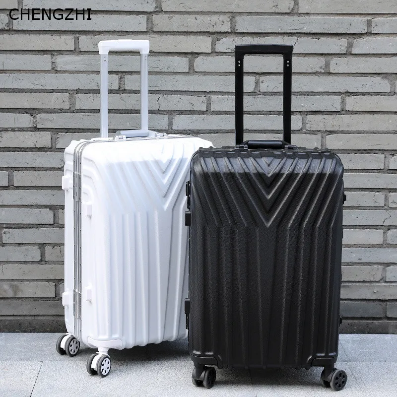 Чемодан на колесиках CHENGZHI с алюминиевой рамой/молнией 20 22 24 26 29 дюймов ретро