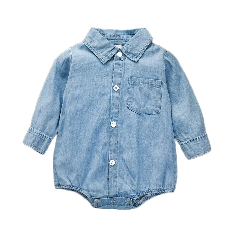 

Solid Autumn Jumpsuit Outfit Baby Clothes Brand 0-24M Toddler Kids Girl Baby Boy Denim Twins Clothes Long Sleeve Bodysuit
