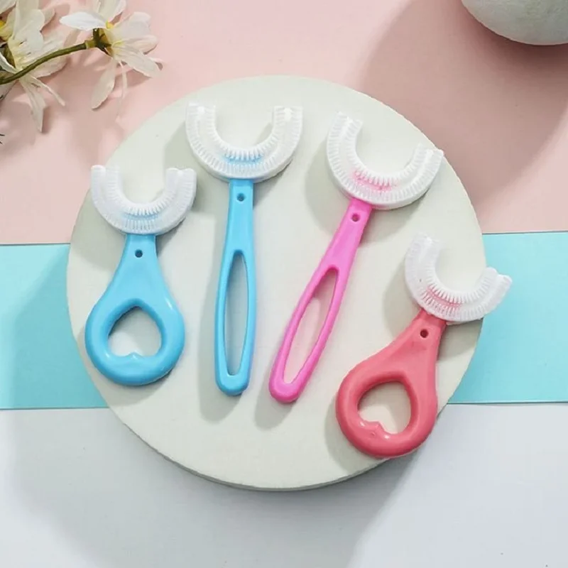

Kids Toothbrush U-Shape Infant Toothbrush with Handle Silicone Oral Care Cleaning Brush for Toddlers Ages 2-12 Dropshipping
