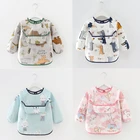 Детские слюнявчики-банданы, милые разноцветные Мультяшные Слюнявчики, водонепроницаемые детские слюнявчики с длинным рукавом, фартук для самостоятельного кормления