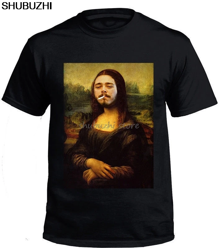 Ограниченное предложение! Новинка, Черная Мужская футболка POST MALONE-MONA LISA, летняя повседневная мужская футболка, хорошее качество, sbz1133