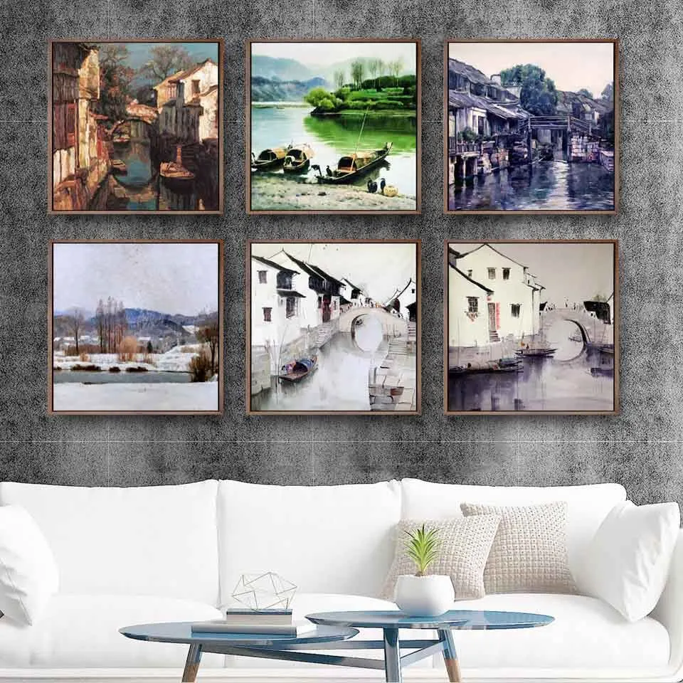 Домашний декор плакат Картина на холсте пейзаж в скандинавском стиле модульные