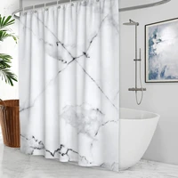 Marble Stain Printed Gary and White Long Shower Curtain Bathroom Waterproof Duschvorhang Curtains with Hooks Bed Bath and Beyond