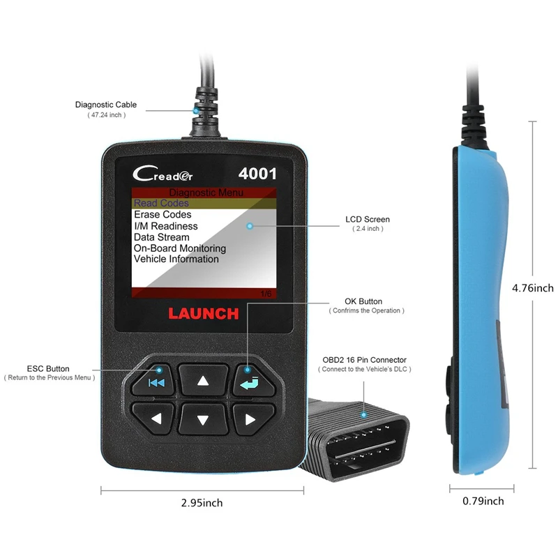 Launch CReader 4001 OBD OBD2 сканер DIY Автомобильный считыватель кодов CR4001 OBDII диагностический инструмент Бесплатное обновление X431 Creader V+ as autel AL319