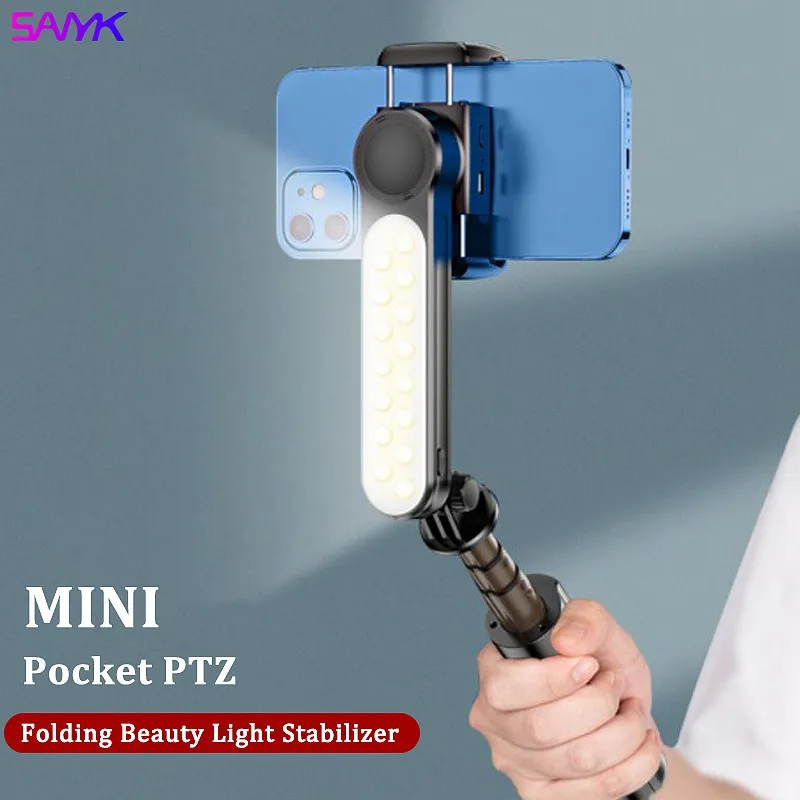 SANYK Gimbal Stabilizer Single Axis Bluetooth Selfie Stick Anti-shakeTripod With Led Fill Light for Vlogging | Электроника