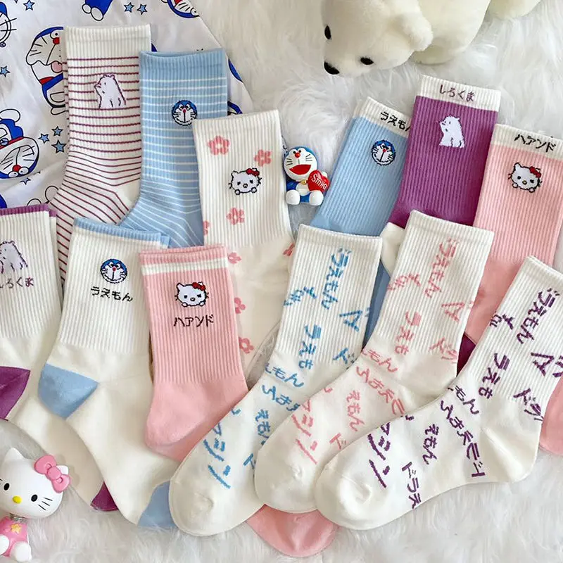 

Носки женские розовые с рисунком кота, 6 пар