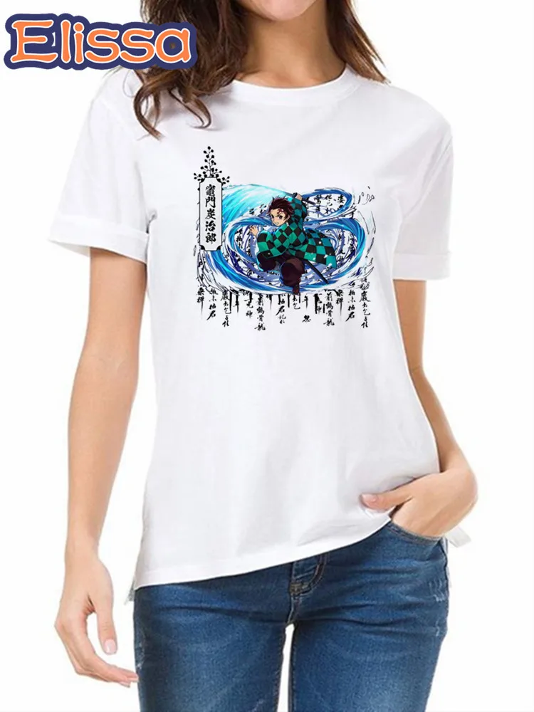 

Demon Slayer Print T Shirts Women's T-shirt Short Sleeve Female Tops Tees Harajuku girl T shirt Anime T shirt Clothing