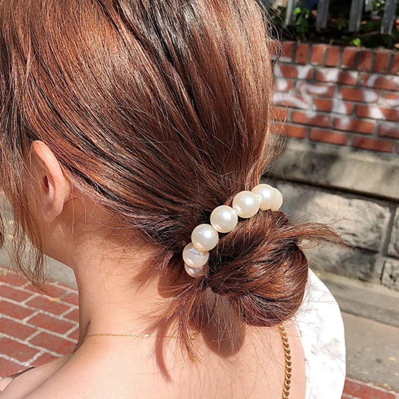 

Sweet Big Pearls Hair Ties Small Fresh Decorative Bracelet Elastic Rubber Band Hair Accessories Female Pearl Scrunchies