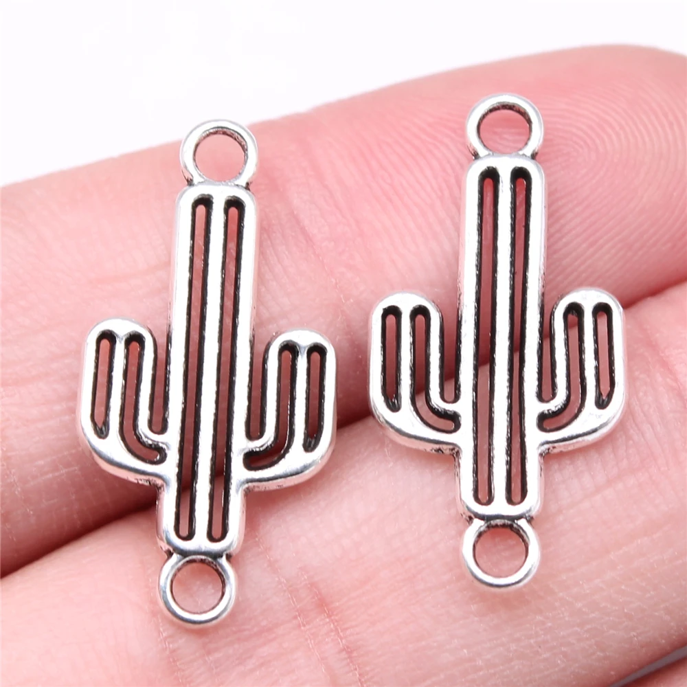 

200pcs Charms 26x13mm Cactus Connector Charms DIY Jewelry Findings Antique Silver Color Alloy Charms