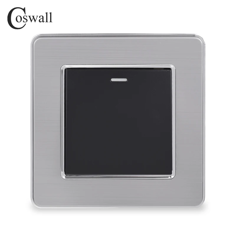 Coswall, 1 комплект, 2 способа включения/выключения, настенный светильник, переключатель, панель из нержавеющей стали, проходной переключатель, 16A AC 110~ 250V