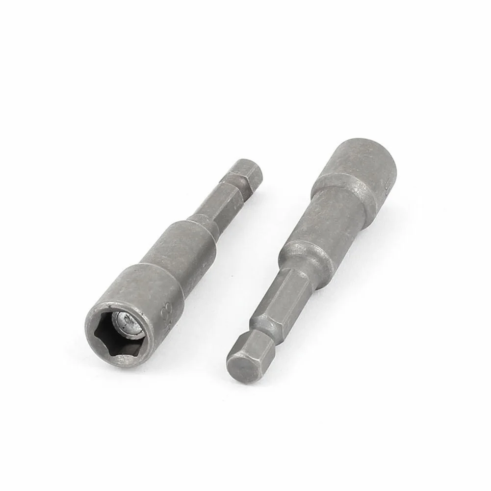 

8mm Hex Head Socket Adapter Hexagon Socket Driver Magnetic Drive Bit 65mm Silver