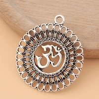 10pcslot tibetan silver filigree aum yoga flower charms pendants for necklace jewelry making findings accessories