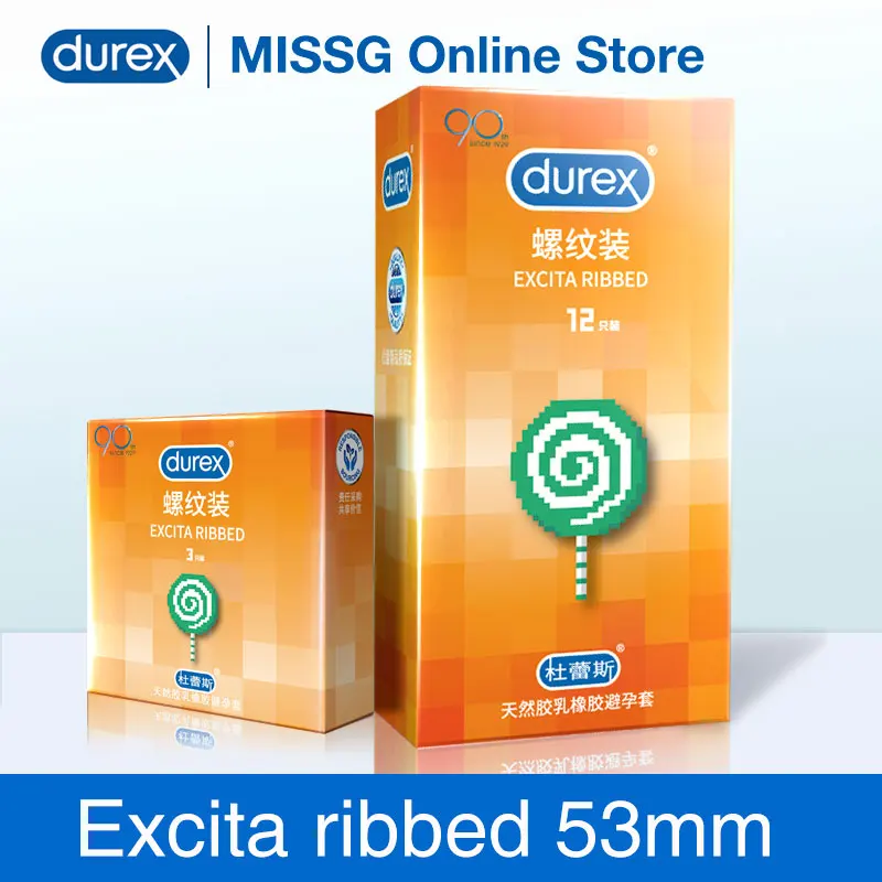 Durex Condoms 3D Ribbed Threaded Nautural Rubber Penis Sleeve Appealing Stimulate  Special-shaped Condoms For Men Sex Toys