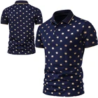 Мужская рубашка с лацканами, Повседневная Спортивная повседневная футболка в деловом стиле, топ с коротким рукавом