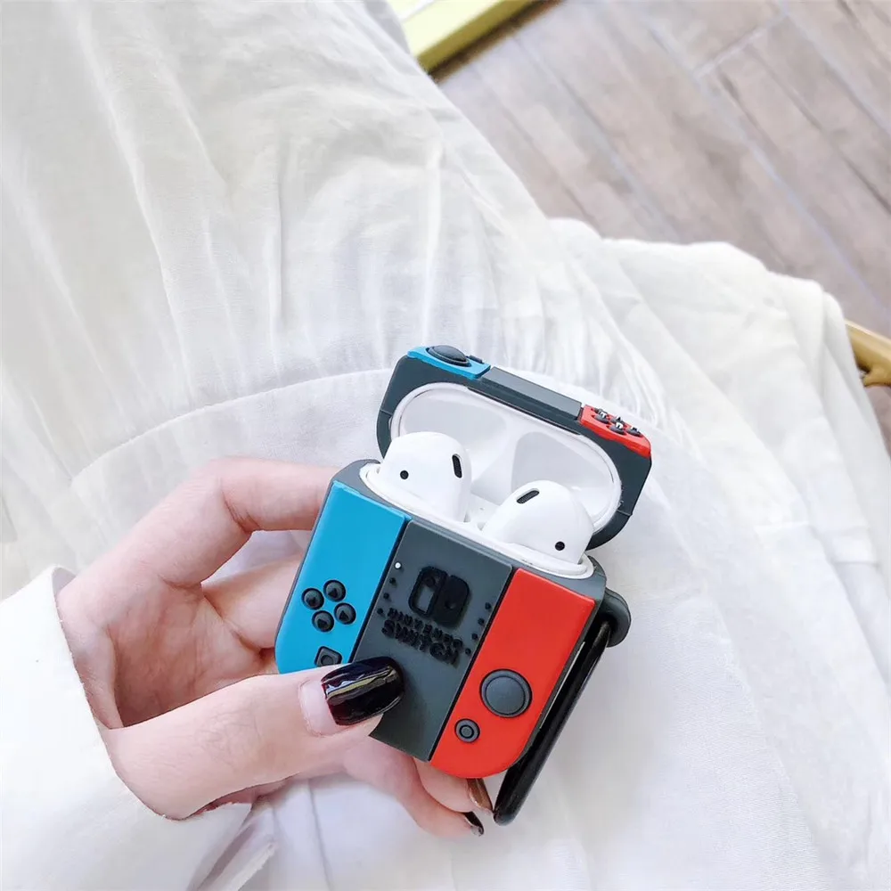 3D портативная игровая консоль переключатель Беспроводная bluetooth-гарнитура для Apple IPhone airpods 1 2 имитация углеродного волокна резиновая коробка