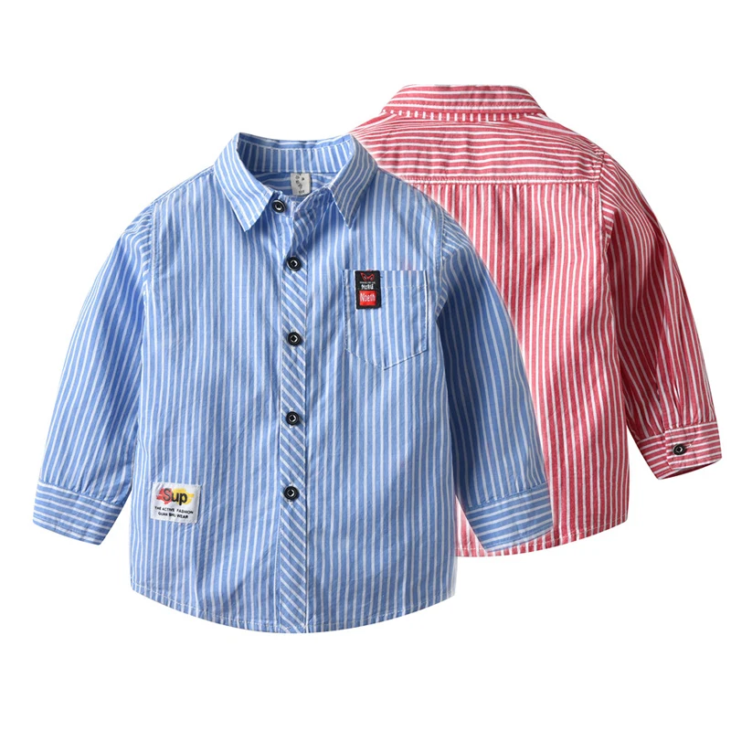 Весенне-Осенняя детская брендовая рубашка с длинными рукавами для мальчиков