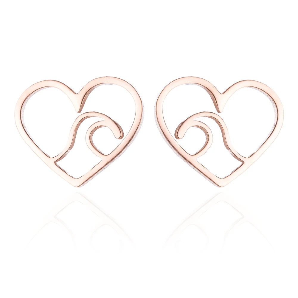 Hfarich серьги-гвоздики из натуральной морской волны стильные серьги нержавеющей