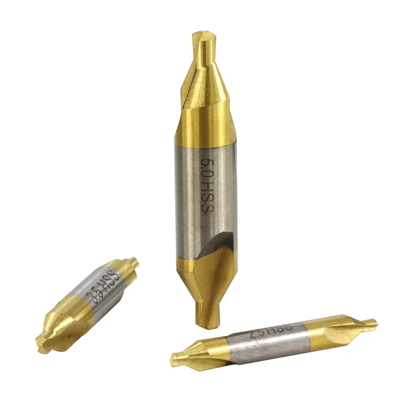 XCAN 6 шт 1,0-5,0mm HSS-TIN Покрытием центровочное сверло набор Металлообработка отверстие резак для сверления отверстий 60 градусов комбинированный набор сверл