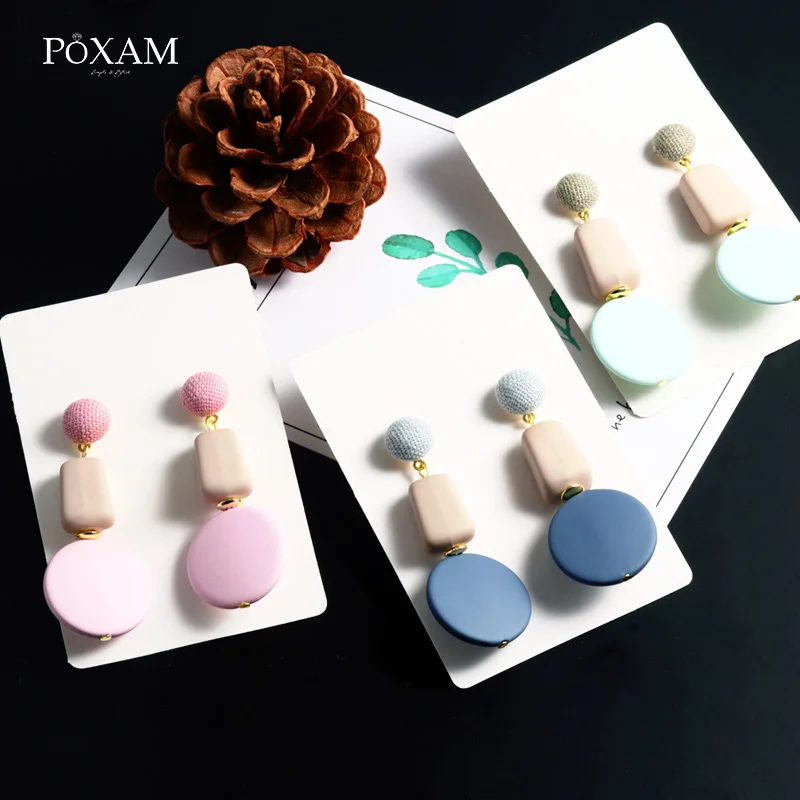 Женские акриловые серьги подвески POXAM большие геометрические квадратной и