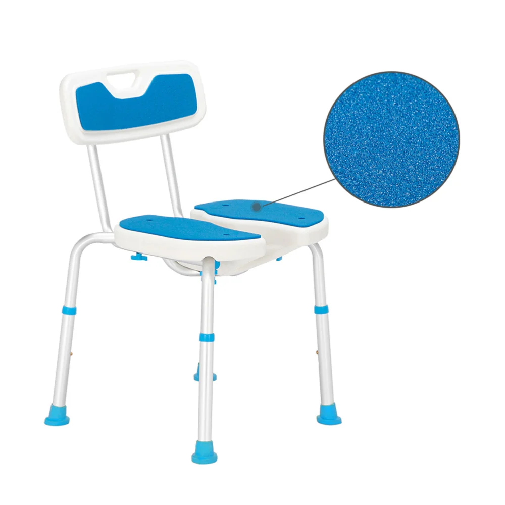 

Aluminum Alloy Lifting Hollow Bath Chair 6-gear Seat with Backrest (Blue, White)