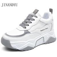 genuine leather platform wedge sneakers woman vulcanize shoes casuales ladies shoes white sneakers fashion sport shoes women