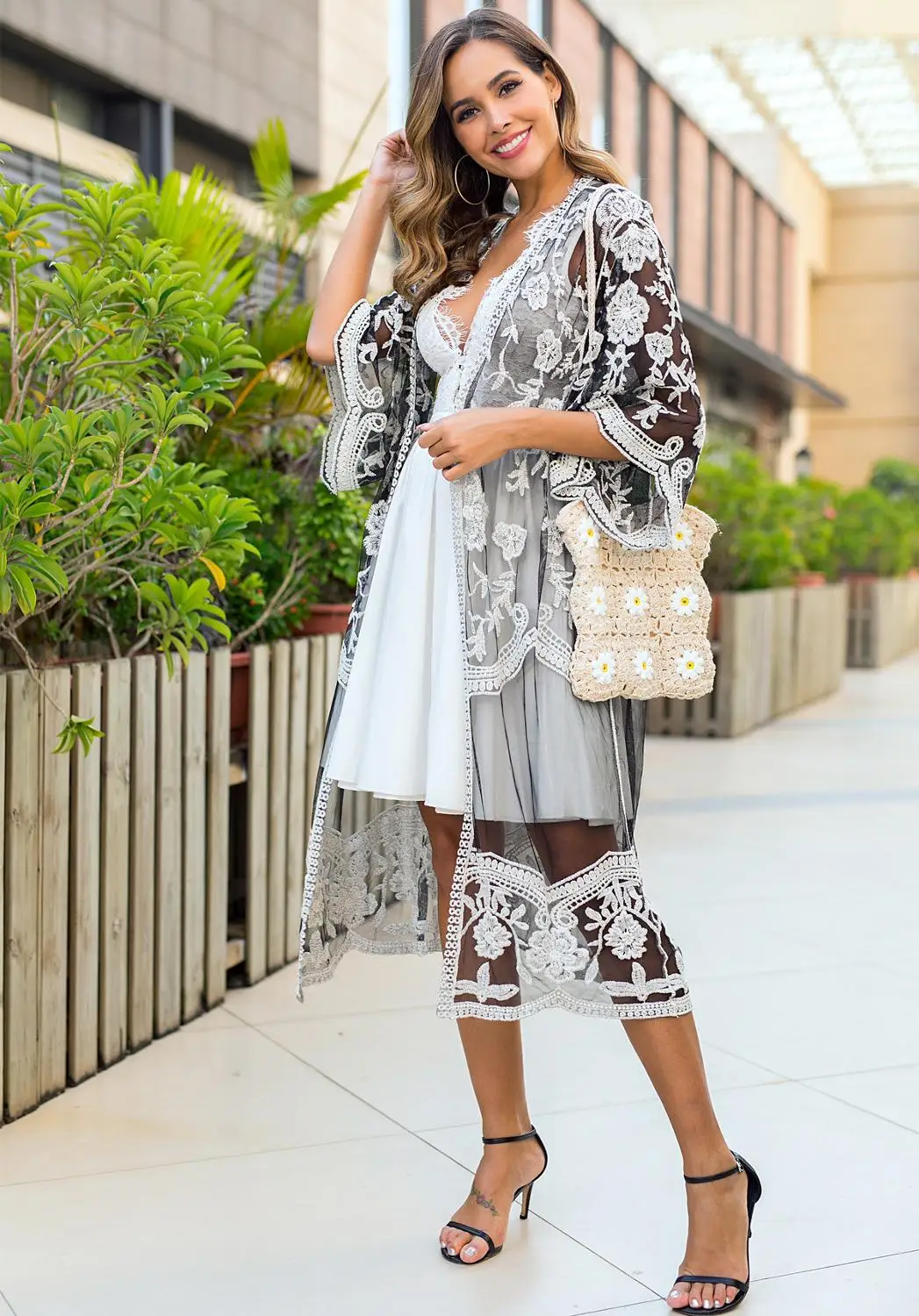 Сексуальная кружевная вязаная Пляжная накидка летнее пляжное платье с лямкой на