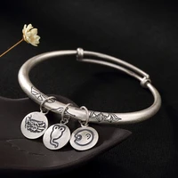 925 sterling silver lotus xiang yun 12 zodiac lady bracelet triple valentine carved lotus push pull bracelet