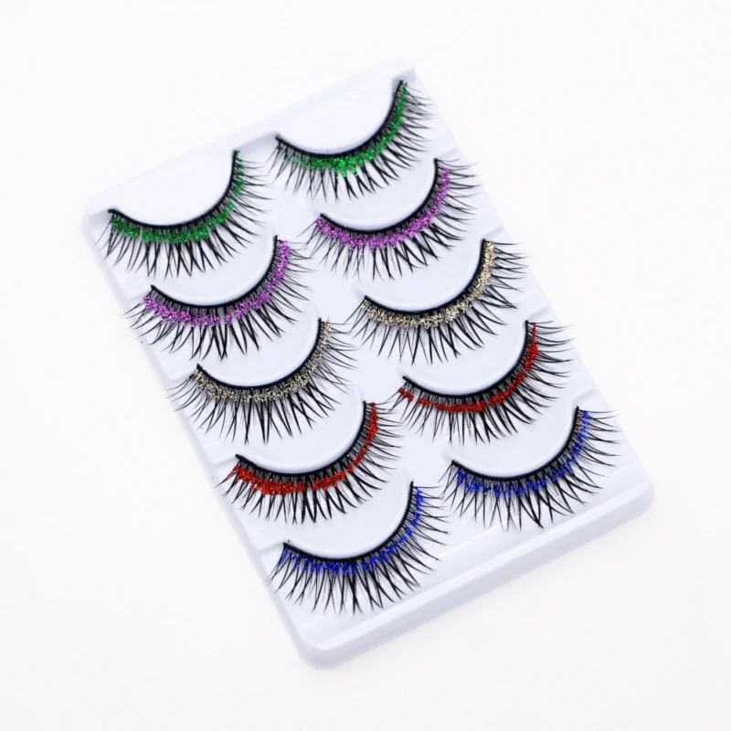 Блеск толстые 5 пар Накладные ресницы Хэллоуин вечерние Макияж для лица коробка