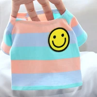 summer smiley pet clothes striped suspenders t shirt clothes for small medium dogs chihuahua shih tzu pet clothing dog vest warm
