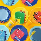 Детская посуда с мультяшным динозавром, одноразовый баннер динозавра Юрского периода, тарелка для детей, украшение для дня рождения