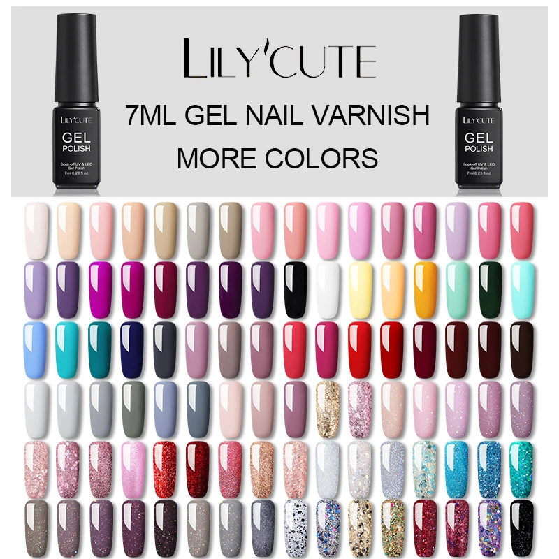 Гибридные Лаки LILYCUTE, полуперманентный Гель-лак для ногтей, УФ-гель, светодиодный Гель-лак для маникюра, дизайна ногтей
