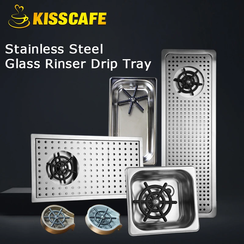New! Stainless Steel Glass Rinser Drip Tray Bar Glass Steaming Pitcher Riner Coffee Accessory Milk Pitcher Rinser Commercial Use