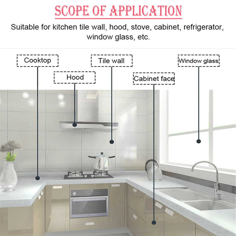 

5M/10M Transparent Kitchen Oil-proof Wall Sticker Heat-resistant self adhesive wallpaper Waterproof Anti-oil adhesive tape film