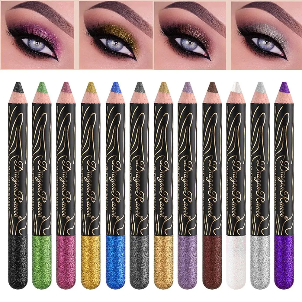 

12 Colors Metallic Shimmer Eyeshadow Stick Lying Silkworm Pen Waterproof High Pigmented Long Lasting Eye Shadow Pencil