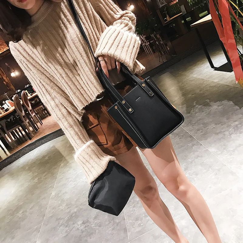 2019 Новая Винтажная корзина сумка из двух частей магнитная пряжка плечо